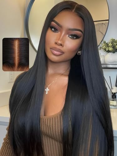 UNICE Silk Straight Human Hair Wig, 22 Inch 13x4 Glueless Lace Front Wig