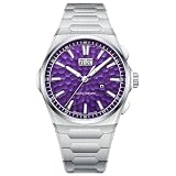Lucky Harvey Hammer Chiming Auomatic Men Watch Big Date Display Limited Edition Sapphire Crystal Luminous Striking Wristwatch Purple