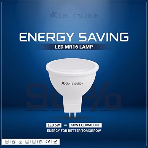 AcornSolution MR16 GU5.3 LED Light Bulbs, Dimmable Cool White, 6000K 50W Equivalent Replacement 5W Sport Light With 425 Lumen and 120 Beam Angle, Pack of 6