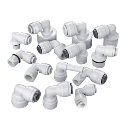 Filtro de ósmosis inversa con codo 3/8" y conector de presión antigoteo de material POM 4