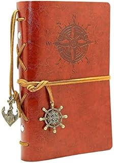HGHC Vintage Refillable Journey Diary, Art Premium PU Leather Classic Embossed Travel Journal Notebook with Retro Pendants (13 * 18,5 cm, A6.)
