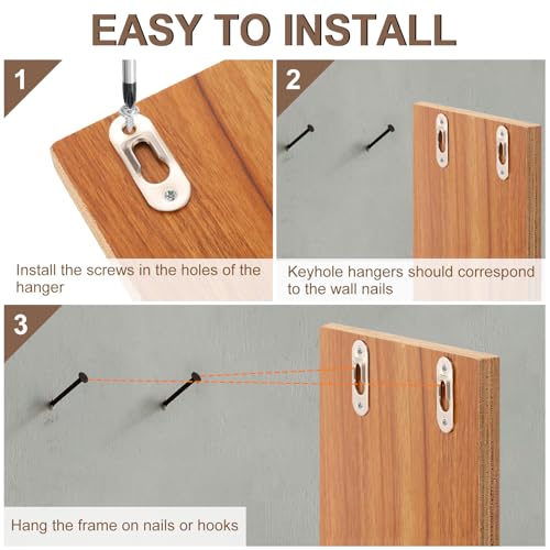 Image of uxcell 50Pcs Keyhole Picture Frame Hangers, 37x14mm Heavy Duty Metal Keyhole Hangers Plates Metal Hanging Brackets with Screws for Mirrors, Pictures, and Photo Frames, Silver
