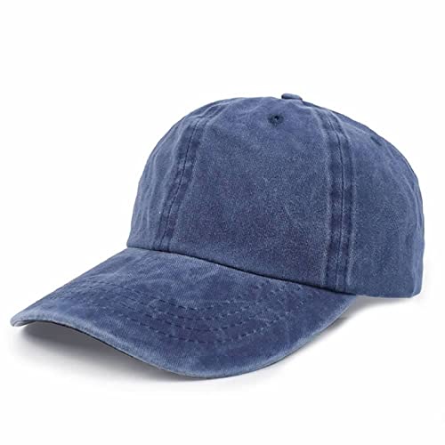 YSJJZRL Casquettes de Baseball Lavées Vintage Réglables pour Hommes Femmes Non Structuré Profil Bas Plaine Classique Chapeau de Papa Sport Chapeau de Soleil en Plein Air(Blue) Cover