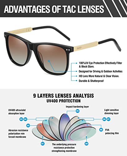 Image of DUCO Retro Square Polarized Sunglasses for Men Women Sun Glasses Acetate Frame 100% UV Protection 2143