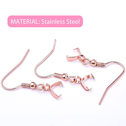 Bronagrand 50Pcs Stainless Steel Earring Hooks With Pendant Clasp Hypoallergenic Ear Wire Buckle Fish Hooks Dangle Earrings For Women Girls Diy Jewelry Making Findings, Rose Gold #TOP3