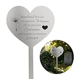 Grabschmuck Wetterfest Friedhof Grabstecker Edelstahl Herz, Grabdekoration Wetterfest mit Spruch'Manchmal bist du in unseren oft in unseren Gedanken und immer in unseren Träumen Herzen' für Grabdeko