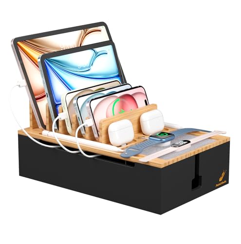 Organiseur en bambou Pezin & Hulin pour charger les téléphones et tablettes de toute la famille