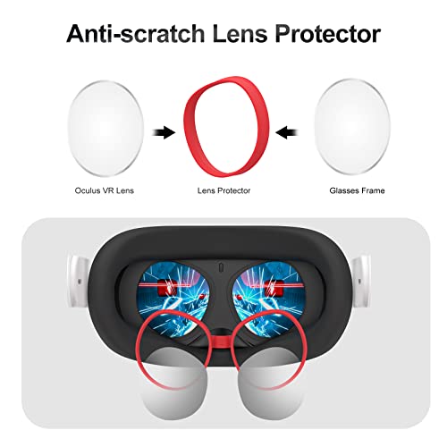 SUPERUS Silikon Anti-Kratzer Linsenschutz - VR Brillen Abstandshalter Kompatibel mit Oculus/Meta Quest 2 - VR-Zubehör Schützt VR-Objektive vor Kratzern auf der Brille (Rot) - Image 7