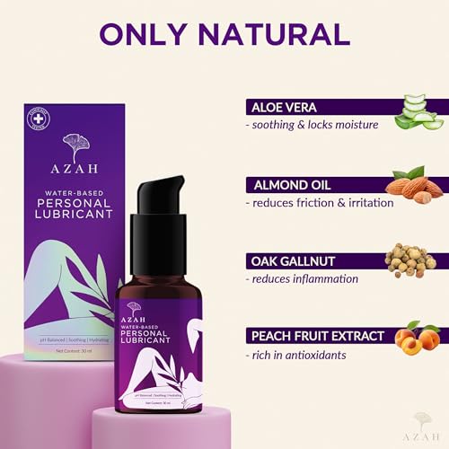 Image of Azah Personal Lubricant [30 ML] | Clinically Tested Intimate Lubricant | Water-Based Aloe Infused Lube for Women & Men | Skin Friendly pH Balanced | Non-Sticky and Stain-Free