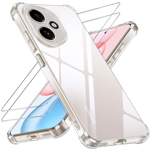 Immagine prodotto: Yohii Cover per Honor 400 5G con 2 Pezzi Vetro Temperato, Antiurto di Grado Militare, Protezione Fotocamera, Anti Ingiallimento Ultra Sottile Custodia - Trasparente