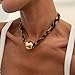 PLOUTOS Trendy Boho Leopard Fabric Choker Necklace for Women Gold Sphere Pendant Adjustable Knot Design Bold Statement Fashion Jewelry for Party Daily Wear (Gold)