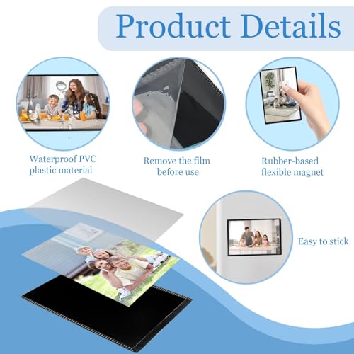 Bilderrahmen Magnetisch,20 Stück Magnetrahmen,6.3*9.3cm Magnetische Bilderrahmen,Kühlschrankmagnete Fototaschen für Fotos Postkarten,für Wanddekoration zu Hause（Gilt für 5.5*8.4cm ） (Schwarz)