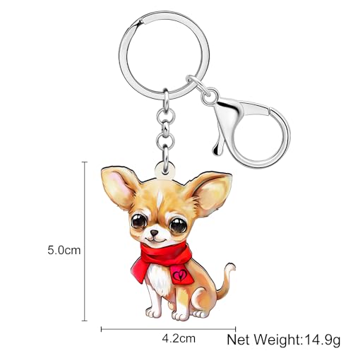 DALANE Acryl Chihuahua Hund Schlüsselanhänger Welpe Haustiere Schmuck Geschenke für Frauen Damen Mädchen Kinder Hundeliebhaber Auto Schlüsselring Brieftasche Zubehör (Orange)