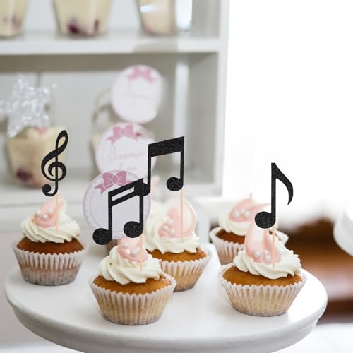Hariendny 590262_1_DAAKXI4M 36 Pcs Music Notes Cupcake Toppers Glitter Musical Symbol Cupcake Picks Music Notes Party Decorations thumb #4