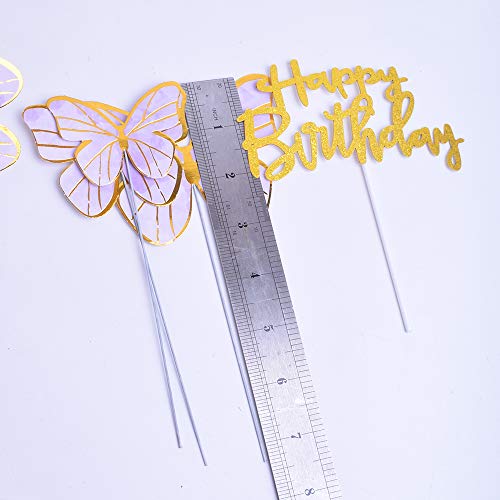 Yuinyo Butterfly Happy Birthday Cake Topper, Happy Birthday Cake Bunting Decor,Birthday Party Decoration Supplies (Purple) #TOP3