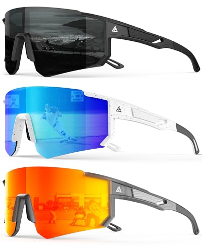 Image of Polarized Sports Sunglasses for Men Women, UV400 Protection Mens Sunglasses Wrap Around Sun Glasses for Cycling Running