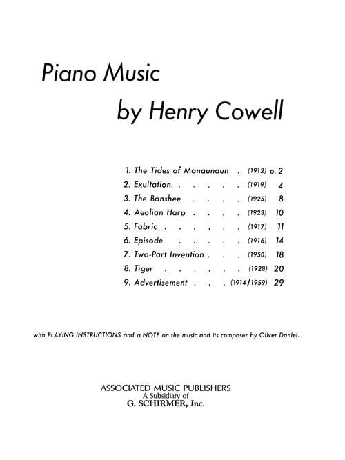 Cowell: Piano Music - Volumes I & II      Sheet music