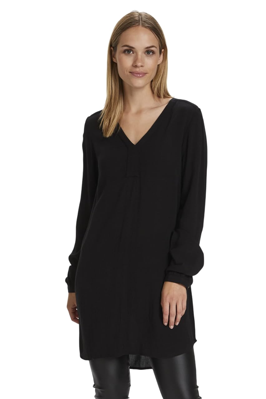 KAFFE Women's Tunic Blouse Long Sleeves Knee Length, Black Deep, 18 (XXL)