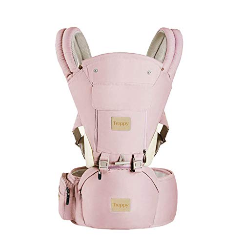 AMERTEER Baby Carrier Hip Seat for Newborn to Toddler, 6-in-1 Ergonomic Baby Waist & Holder Carrier, Adjustable Infant Backpack for Walking, Shopping, Travel & Hiking, Breathable Mesh (Pink)