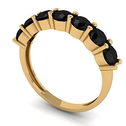 Clara Pucci 1.19 tcw Eternity Wedding Band for Women - 3.5mm Round Cut Onyx Birthstone Gold Ring - 14K Yellow Gold Stacking Bridal Wedding Ring for her2