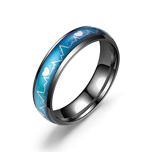 1 PCS Unisex Anillos cardiograma latido cardíaco   Modelo de grabado láser anillos tiras de acero inoxidable regalos para la pareja 11Útil tratado.