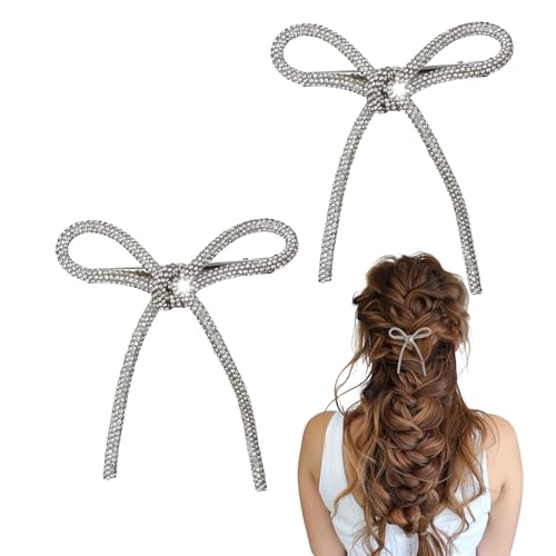 Pinzas para cabello con lazo de pedrería, 2 piezas miniatura 1