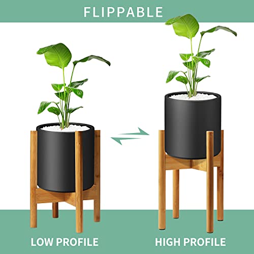 Mozing Plant Stand Indoor - Adjustable Mid Century Plant Holder For Width 8" To 12" Planter Pots, Modern Flower Stand Outdoor For Living Room Corner, Balcony & Garden (Bamboo) #TOP3