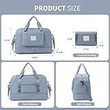FIORETTO Womens Foldable Weekend Bag Overnight Hospital Bag with Shoes Compartment & Wet Pocket, Water Resistant Gym Bag Duffle Bag Travel Bag Holdall for Women Men Blue - Image 2
