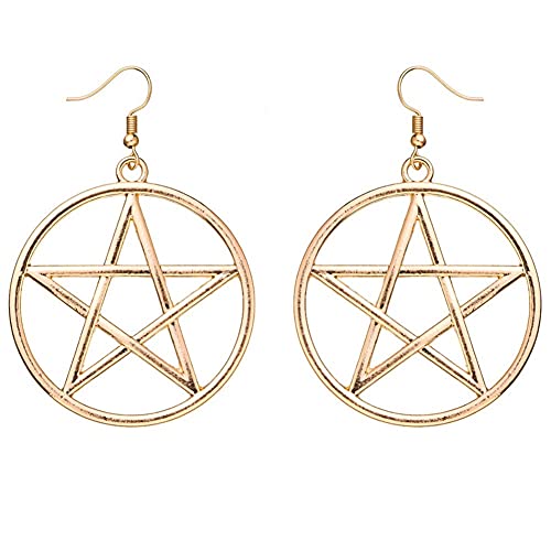 KINGVON Geometrische Metall Kreis Pentagramm Ohrringe Gold Silber Big Star Hexagramm Ohrringe Persönlichkeit Große Pentagramm Ohrringe Schmuck Cover