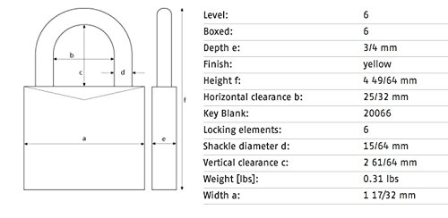 Miniatura 3 de ABUS 7240HB75 - Candado de seguridad de aluminio con grillete de 3 pulgadas, con llave similar, amarillo, paquete de 6