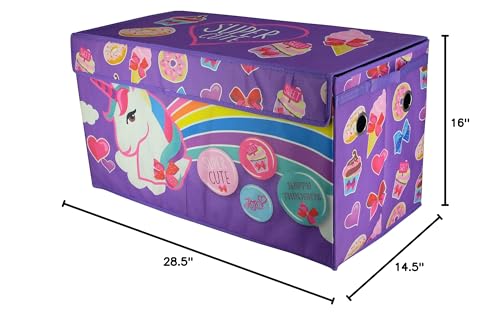 Image of Idea Nuova JoJo Siwa Collapsible Children's Toy Storage Trunk, Durable with Lid, Purple