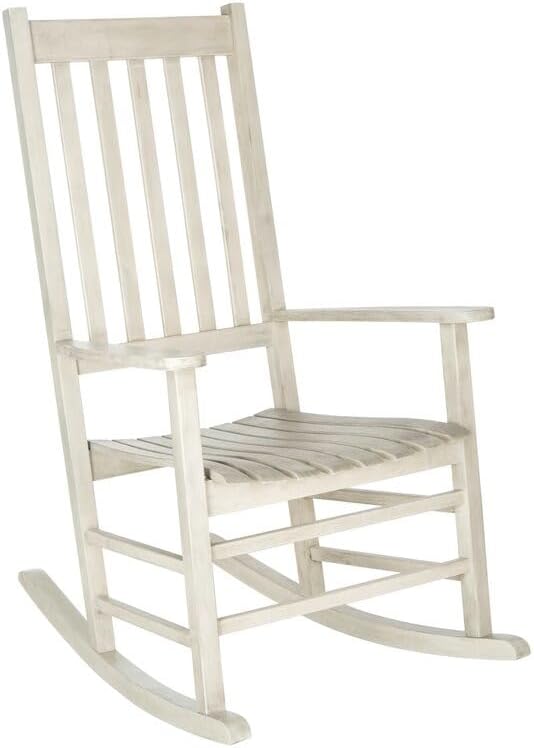 Solid Wood Rocking Chair, Indoor/Outdoor, 44.5'' H X 26'' W X 33.5'' D. (White Wash)
