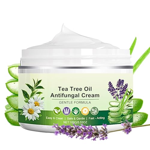 Tea Tree Cream for Fungal Skin, Tea Tree Oil Fungal Cream, Soothing Athlete‘s Foot Cream for Itching & Dry Skin, Natural Intensive Foot Moisturiser for Men and Women, 100g