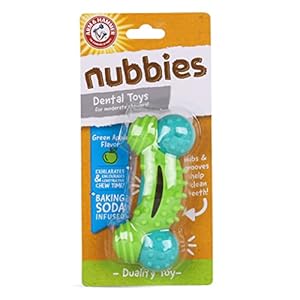 Arm & Hammer for Pets Nubbies Duality Bone Dental Dog Toy| Best Dog Chew Toy for Moderate Chewers | Dog Dental Toy Helps Reduce Plaque & Tartar | Green Apple Flavor Baking Soda