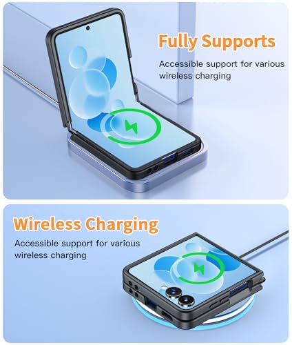 Image of FNTCASE for Samsung-Galaxy Z-Flip-7 Magnetic Case:Translucent Matte Textured Military Grade Drop Protection Phone Cover - Durable Rugged Shockproof Protective Bumper Cases