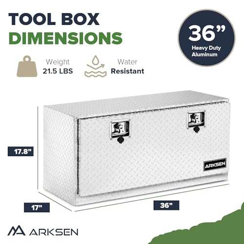 image for ARKSEN 36 Inch Heavy Duty Aluminum Diamond Plate Tool Underbody Box, W