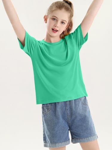 Image of Girls Short Sleeve T Shirts Kids Summer Crewneck Tops Basic Tees 5-14 Years