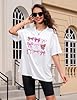 Lonya Women's T-Shirts Oversized Tops for Women Y2k Pink Bow Tie Graphic Tee Round Neck Cute Ladies Short Sleeve Retro Summer Casual Baggy Cotton Tee Tops, A-White, XXL #1