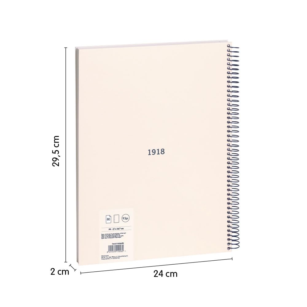 MILAN® Confezione da 4 quaderni A4 con spirale e copertina rigida, 80 fogli bianchi da 95 g/m², collezione 430 since 1918
