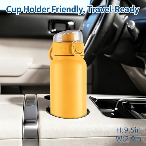 Image of GOPPUS 20 Oz Insulated Stainless Steel Water Bottle BPA-Free Sports Water Bottle, Great for Travel, with Chug Lid - Leak & Sweat Proof with Anti-Dust Lid(orange)