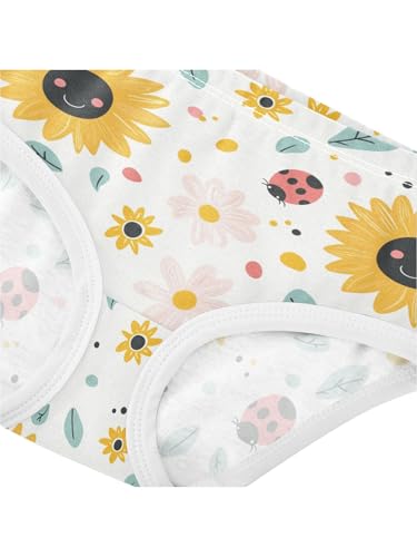 ZZKKO Kawaiiladybugs Sunflower Girls Underwear Toddler Panties for Girls Comfort Brief Size 2-8T4