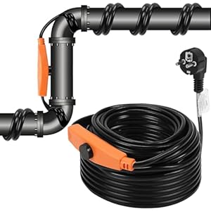 Fiqops 2/4/8/12/16 m vorstbescherming verwarmingskabel met thermostaat 230 V IP68, vorstbeschermingskabel, buistraceverwarming met automatische schakelaar, 16 W/M, verwarmingsband voor waterleidingen