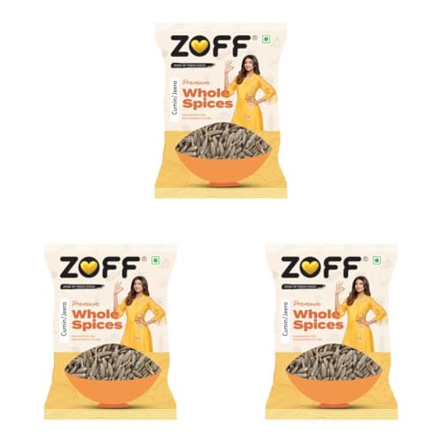 Image of Zoff Whole Cumin Seeds Jeera 200gm - 100% Natural & Fresh - Hygienically Packed, Rich Aroma & Flavor - Nutrient-Rich Spice for Indian Cooking (Pack of 3)