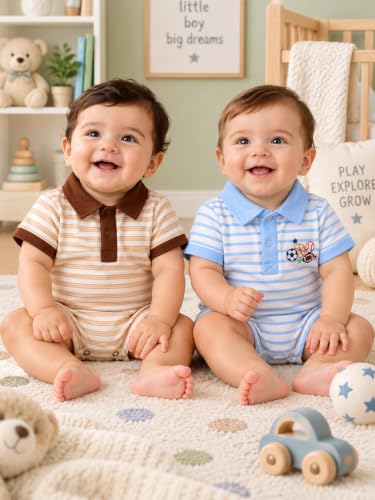 Image of TuddyBuddy 100% Cotton Romper /Jumpsuit /Bodysuit Set for Baby (Pack of 2 Playsuits)