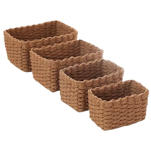 棚用バスケット | クローゼット収納ボックス | 4点セット装飾クローゼットオーガナイザー パントリー 浴室本棚ナーサリートイキッチンブランケットデスクベッド下教室タオル