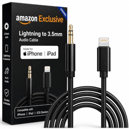 Image of Bxlive Lightning to 3.5mm Audio Cable for iPhone, AUX Cable, HiFi Stereo Audio Jack Adapter Compatible with iPhone 14 /13 /12 /11 /XR /XS /X /8 /7, iPad, Car, Speaker, Headphones, iOS Devices