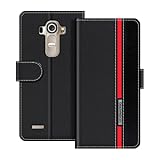 UOGNADGD Leather Phone Case Compatible with LG G4 Flip Wallet Cover with Magnetic Closure, Kickstand & Card Holders, Shockproof Protection (Black)
