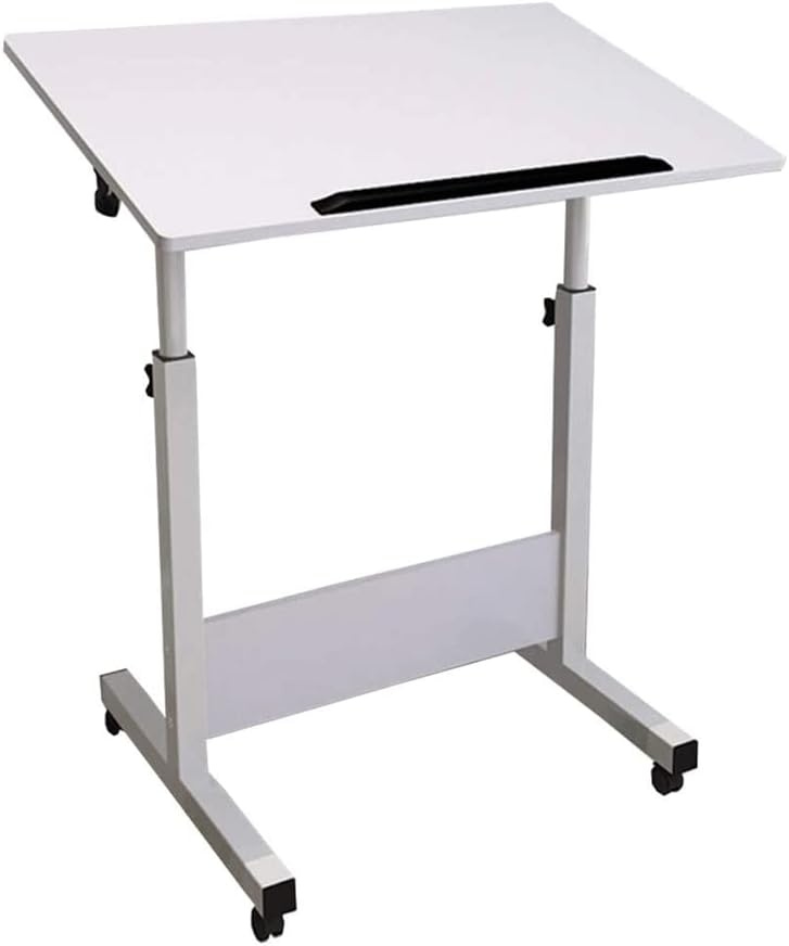 Extendable Rolling Mobility Table Over Bed,Height Adjustable Overbed Table - Portable Mobile Laptop Desk with 4 Wheels, Rolling Bedside Tray for Home Use, Lightweight Sit-Stand Des