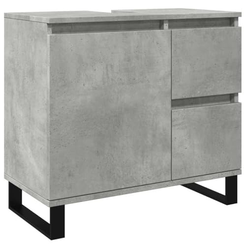 Armoire de lavabo de salle de bain gris béton 65x33x60 cm
