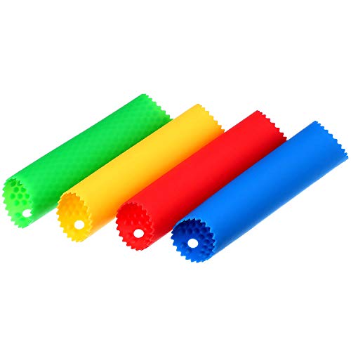 Mtlee 4 Pieces Silicone Garlic Peeler Garlic Peeling Tube Kitchen Tools, Red, Yellow, Green and Blue